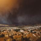 wildfire smoke over town
